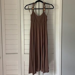 Brown midi dress with tie straps